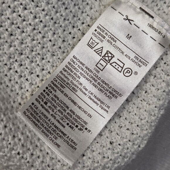 GapBody Sweater Womens Medium White Open Front Cardigan Lightweight Knit Pockets - Picture 6 of 10